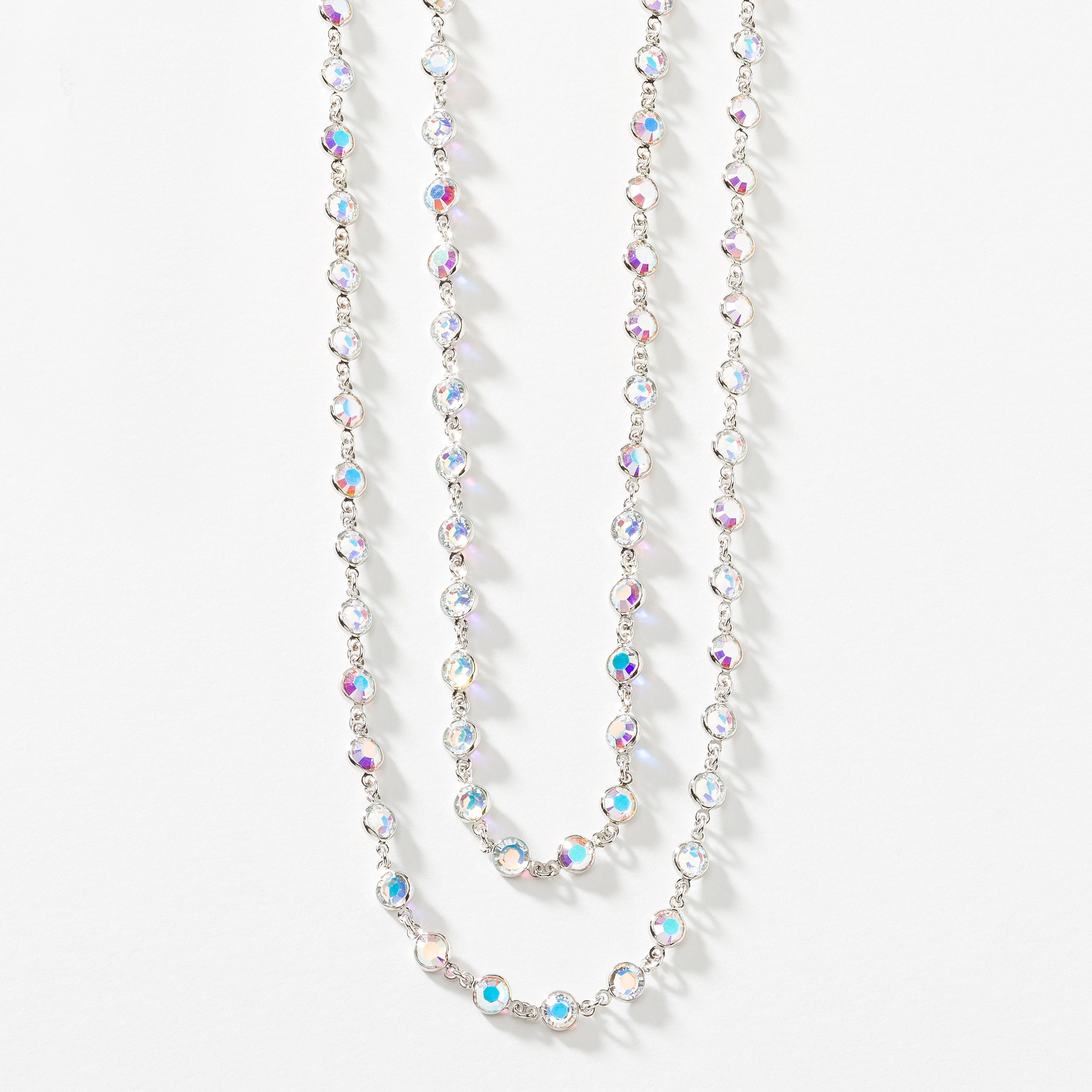 Mini Chanelle Extra Long Necklace, Crystal Aurore Boreale